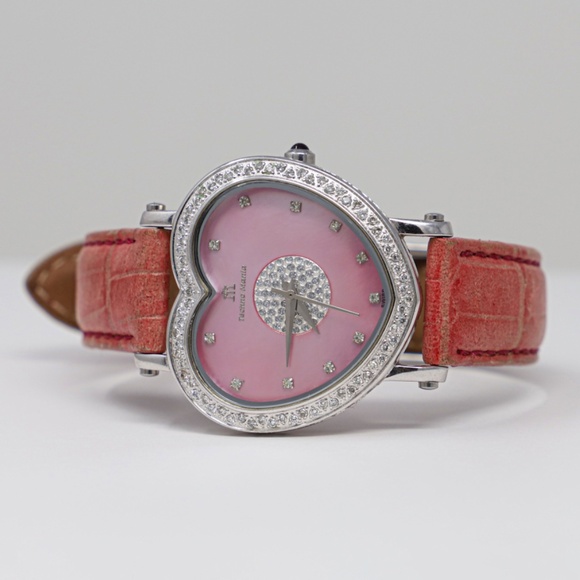Techno Mania pink Heart Shaped White Diamond Ladies Stainless Steel Watch main image 7